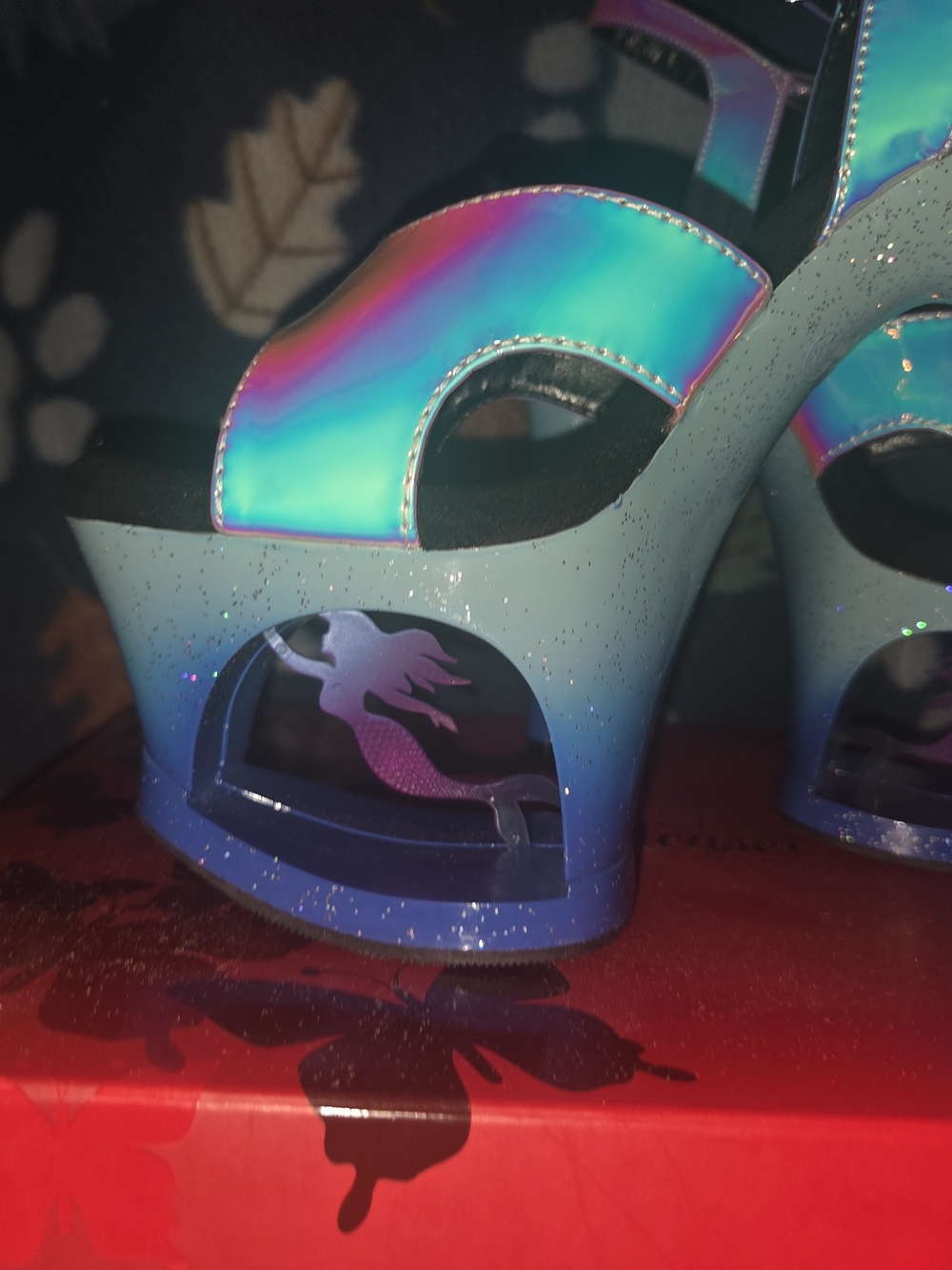 Pleaser Iridescent Holographic Little Mermaid Platform Heels in Size 8